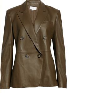 Vince. Leather blazer size 2 New never worn color is Olivewood